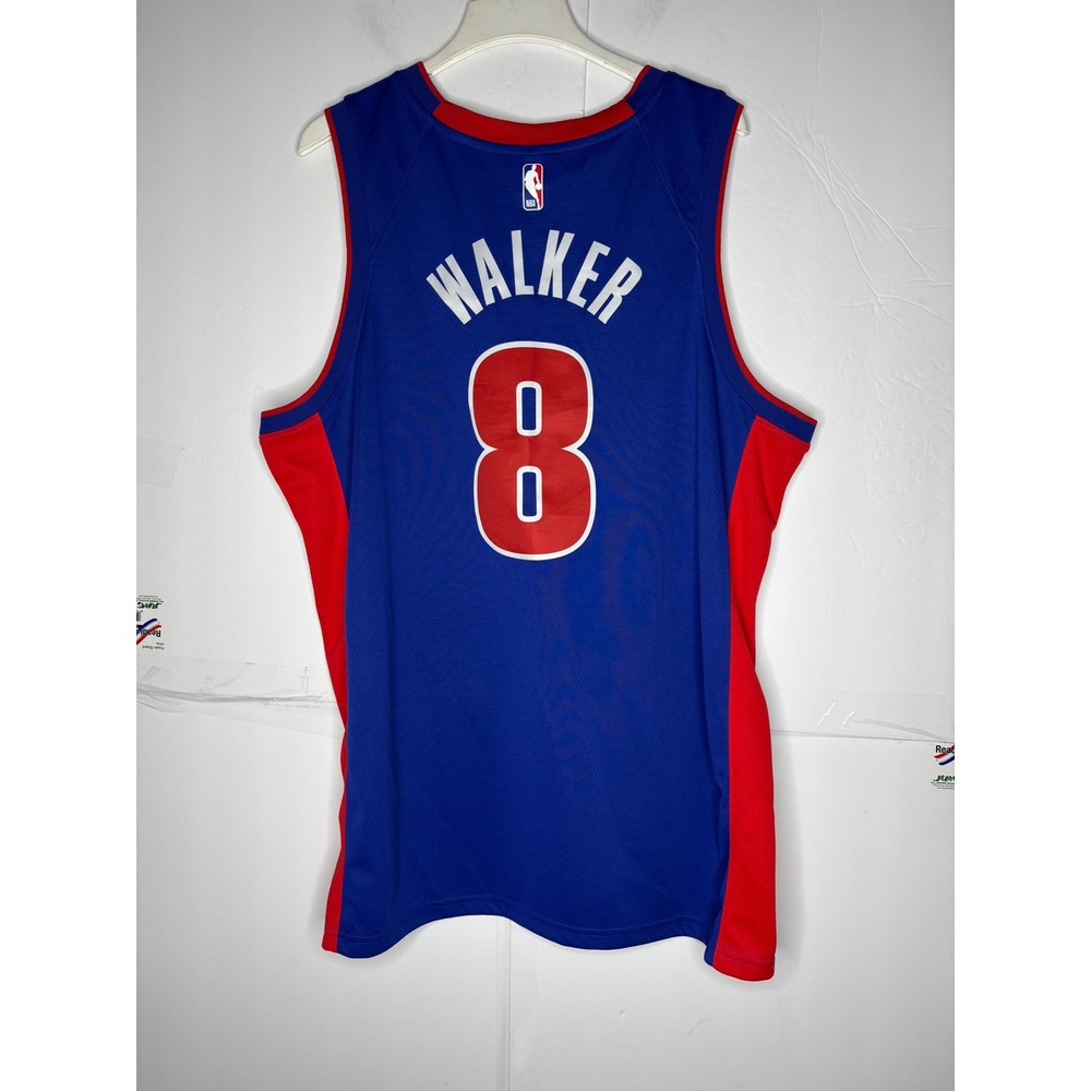 Nike Detroit Pistons Kemba Walker 8 SwingmanIcon Edition Jersey Blue Mens XXL 56